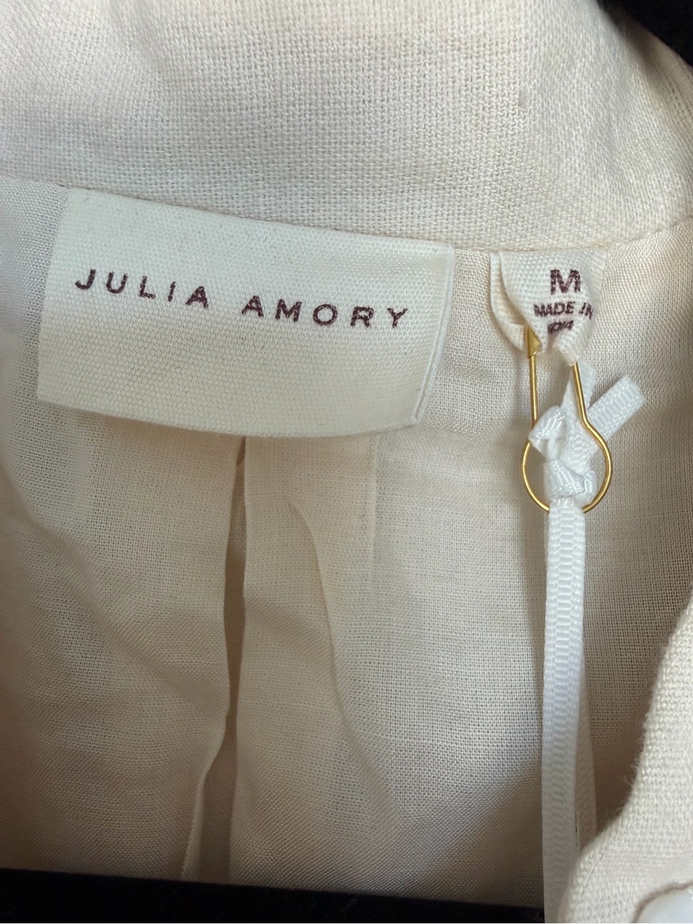 NWT Julia Amory Embroidered Linen Mandarin Jacket, Size Medium - Picture 9 of 10